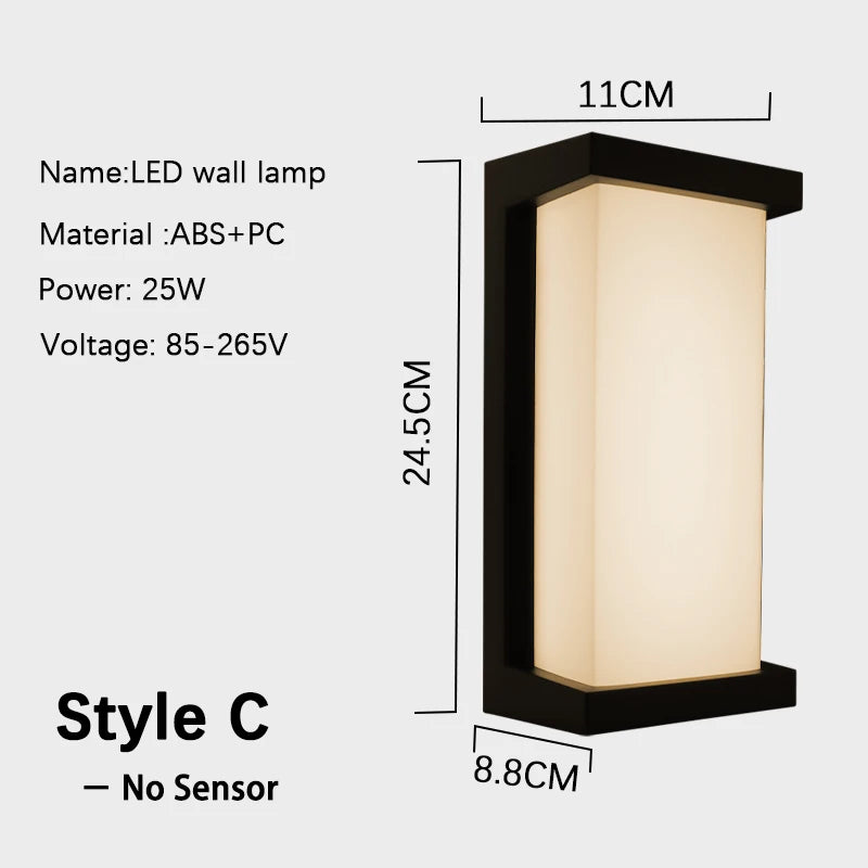 Led Outdoor Wall Light Waterproof IP65 Motion Sensor Led Outdoor Lighting Porch Lights Balcony Garden Lights Outdoor Wall Lamp