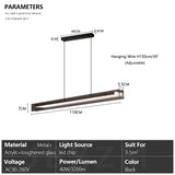 Linear Dining room chandelier kitchen island lighting dining table bar lamp led long strip modern lamp glass Pendant light black