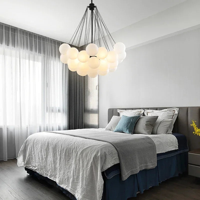 Modern Glass Balls Chandeliers Black/Gold Dining Living Room Bedroom Cafes Hall Home Decor Pendant Light Indoor Lustre Luminaire