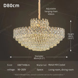 Luxury Crystal Chandeliers High-end Hanging Chandelier Villa Living Room Hall Lighting Lustre Dining Table Pendant Ceiling Lamp