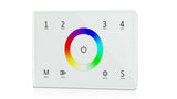 110-240VAC Input T11(IT) 4 Zones Dimming Glass Touch Panel DMX Master T12 CCT / T13 RGB / T14 RGBW DMX512 2.4G RF AC Controller