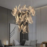 Nordic Lighting Guide LED Chandelier Duplex Rotating Stairs Postmodern Chandelier Creative Restaurant Pendant Light LED