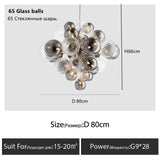 Luxury Smoke Gray Glass Bubble Ball Chandelier Living Room Nordic Bedroom Dining Hall Grape Pendant Lamp Home Lighting Fixtures