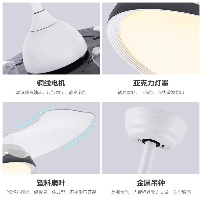 Modern Led White Ceiling Fans With Light Low Floor 36inch 42 Inch Remote Control DC Motor 36W Simple Fans Lighting Living Room
