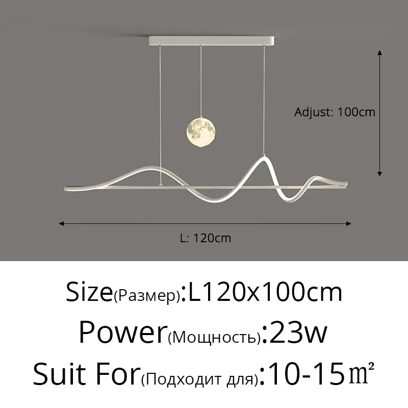 Modern Led Pendant Lights Chandelier For Dining Table Living Room Kitchen Bar Counter Creative Moon Hanging Lamp Home Decor Lamp