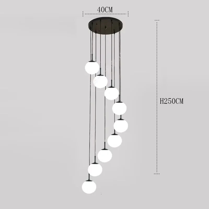2026 Nordic White Ball Chandelier Lights Modern Led Long-Line Minimalist Lamp Living Room Villa Hotel Spiral Staircase Decor Lam