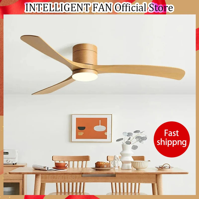 46/56Inch Low Floor Ceiling Fan Light Modern Black ABS Blade DC Remote Control Led Fan Lights Restaurant The bedroom 110V 220V