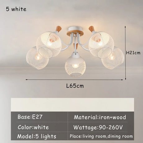 Chandeliers living room ceiling lamp kitchen solid wood E27 pendant lights dining room white/black ceiling light