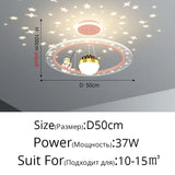 Children's Room Light Creative Space Astronaut Room Pendant Light Cartoon Starry Sky Eye Protection Light Dimmable with Remote