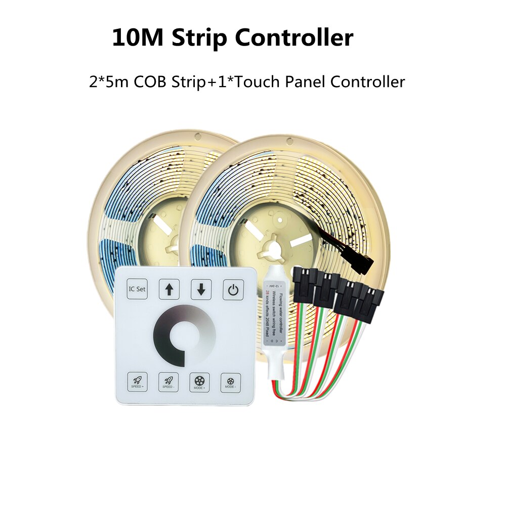 COB Running Water Flowing LED Strip Light WS2811 24V Horse Race Sequential LED Ribbon With RF Touch Panel Controller 10M 20M Set