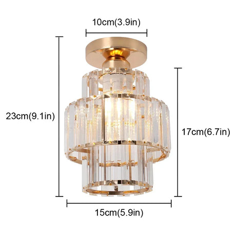 Modern Crystal Ceiling Light Flush Mount Ceiling Chandeliers Lamp LED Bedroom Corridor Entrance Lighting Fixtures E27 Gold Black