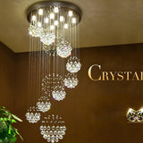 New Modern Item Large Villa Ceiling Lights Hotel Crystal Led Chandelier Staircase Pendant Light Kitchen Room Decor Hanging Lamp