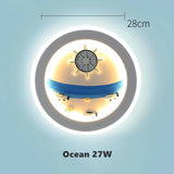 Mediterranean Style Wall Lamp Rudder Boy Children Room Anchor Decoration Bedside Light 27W LED Acrylic Wood Cartoon Sconce Light