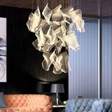 Luxury Hanging Acrylic Chandeliers for Bedroom Living Dining Room Office Hall Iron Paper Hanging Lamps Nordic Branch Chandeliers