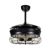 Round LED Ceiling Fan Light Vintage Chandelier Pedant Lamp W/ Remote for Living Dining Room Bedroom