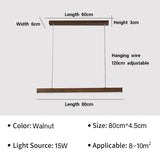 Nordic Long Wood Strip LED Pendant Light Dining Table Lamp Light Suspension Chandelier for Living Dining Room Lighting Fixture
