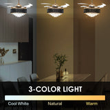 LED Crystal Light With Fan 72W Modern Chandelier Invisible Blades Fan Remote Control For Living Room Bedroom