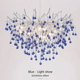 Pink Crystal Chandelier Creative Waterdrop Luxury Living Room Lights Modern Home Indoor Decor Bedroom Dining Room Pendant Lamps