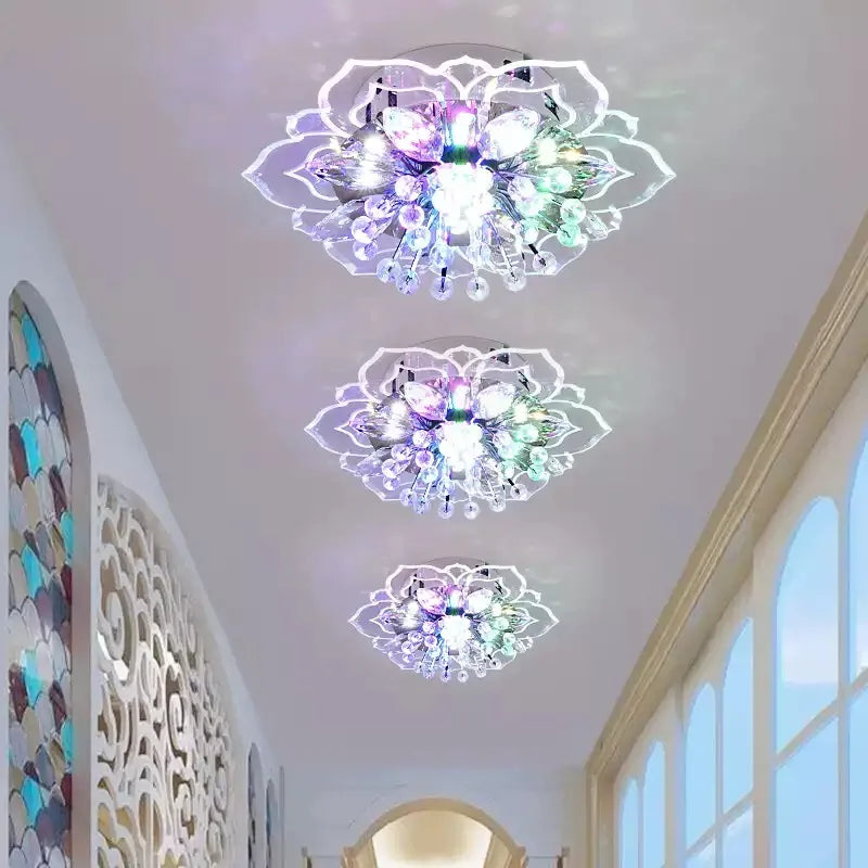 Creative LED Crystal Flower Chandelier - Modern Bedroom Ceiling Light