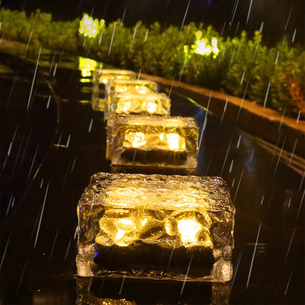 4pcs Solar LED Ice Cube Brick Lights Outdoor Lighting buried lamp paht decor Square Buried Lamp Patio Landscape Garden Decor