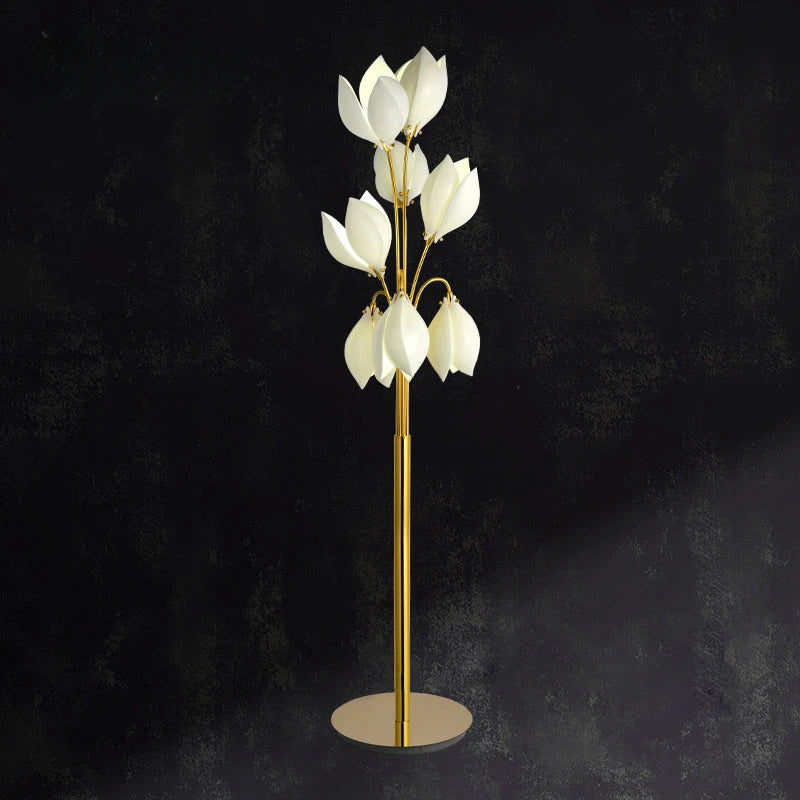 Post-modern Ceramic Magnolia Led Floor Lamp Indoor Home Decors Standing Lamps for Living Dining Room Bedroom Lamp Table Light