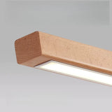 Wooden Living Restaurant Pendant Lamp Minimalist Walnut Wood Chinese Style Tea Room Bedroom LED Chandelier Straight Strip Light