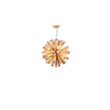 Japanese Wooden Dandelion Wabi-Sabi Pendant Light - Natural Wood Burst Ceiling Chandelier Lamp Fixture for Living Room, Restaurant & Loft Decor