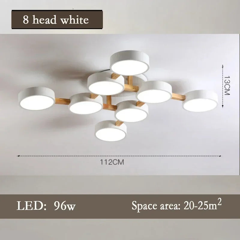Nordic Creative Macaron Log LED Ceiling Light Bedroom Living Room Chandelie Modern Villa Restaurant Interior Lighting Decoration