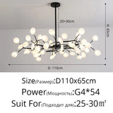 Modern Firefly LED Chandelier Black Gold for Living Room Bedroom Hall Home Decor Indoor Lighting Minimalist Ceiling Pendant Lamp