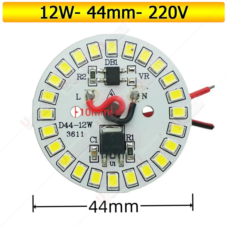 10-Pack AC 220V LED PCB Aluminum Plate - Integrated IC Driverless Light Board