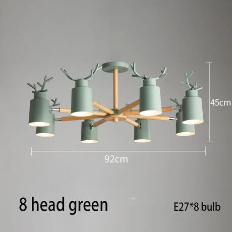 Log chandelier living room bedroom ceiling pendant light fixtures kitchen ceiling lighting deer design e27 light