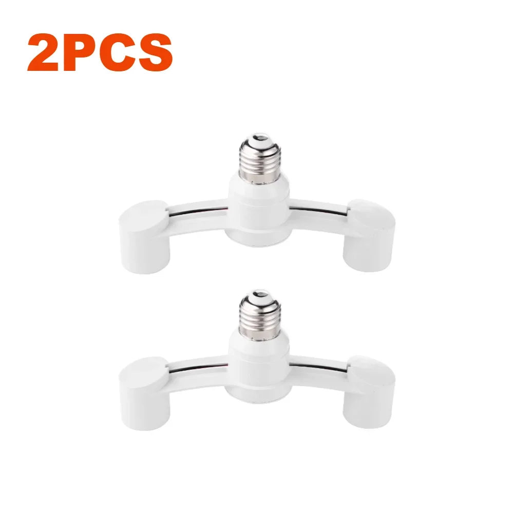 E27 Light Socket Splitter Adapter (2-in-1 Dual Head) - E27 Screw Lamp Base Extender & Converter Bulb Holder