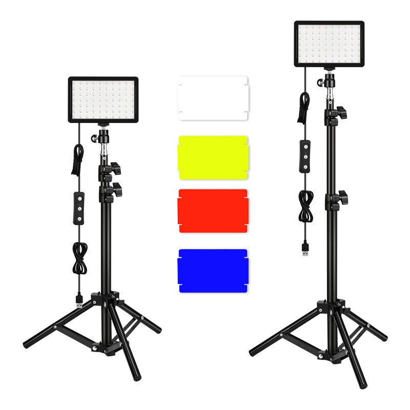 2023 LED Photography Video Light Panel Lighting Photo Studio Lamp Kit For Shoot Live Streaming  With Tripod Stand RGB Filters