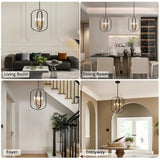 Black and Gold Chandelier for Dining Room Light Fixture Chandelier for Entryway Light Fixture Foyer Lighting Fixtures Adjustabl