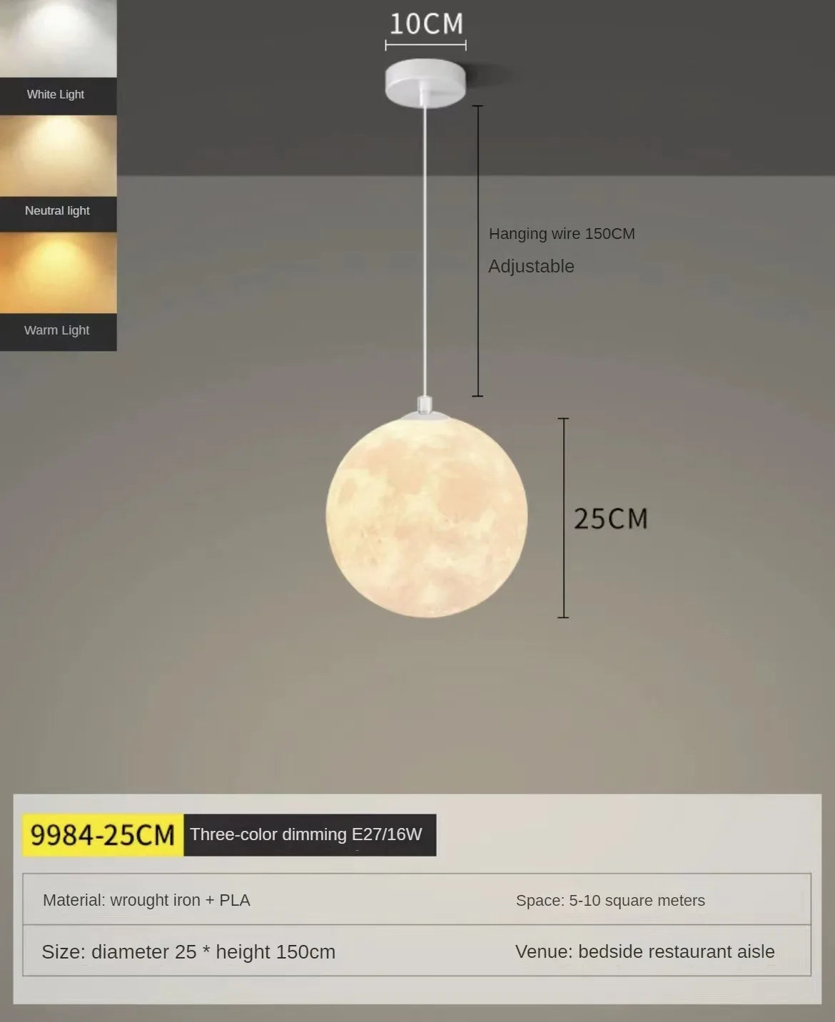 Modern LED Lunar Ceiling Chandelier Planet Shaped Moon Living Dining Room Pendent Lamp Home Decors Hanging Light Luster Fixtures