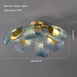 Creative All-copper Headboard Chandelier Light Luxury Individual All-copper Bedroom Blue Glass Lamp Indoor Home Decor G9 Bulb