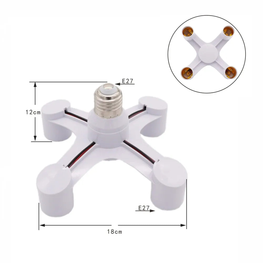 E27 to E27 Splitter Adapter Socket (3-in-1 / 4-in-1 / 5-in-1) - Multi-Bulb Base Lamp Holder Converter