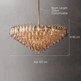 2025 Contemporary Glass Pendant Lamp Round Rectangle Chandelier Silver Black Finish Adjustable Ceiling Light Villa