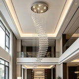 Modern Spiral Long Crystal Chandelier High Ceiling Stairwell Pendant Light Duplex Villa Indoor Decor Lighting