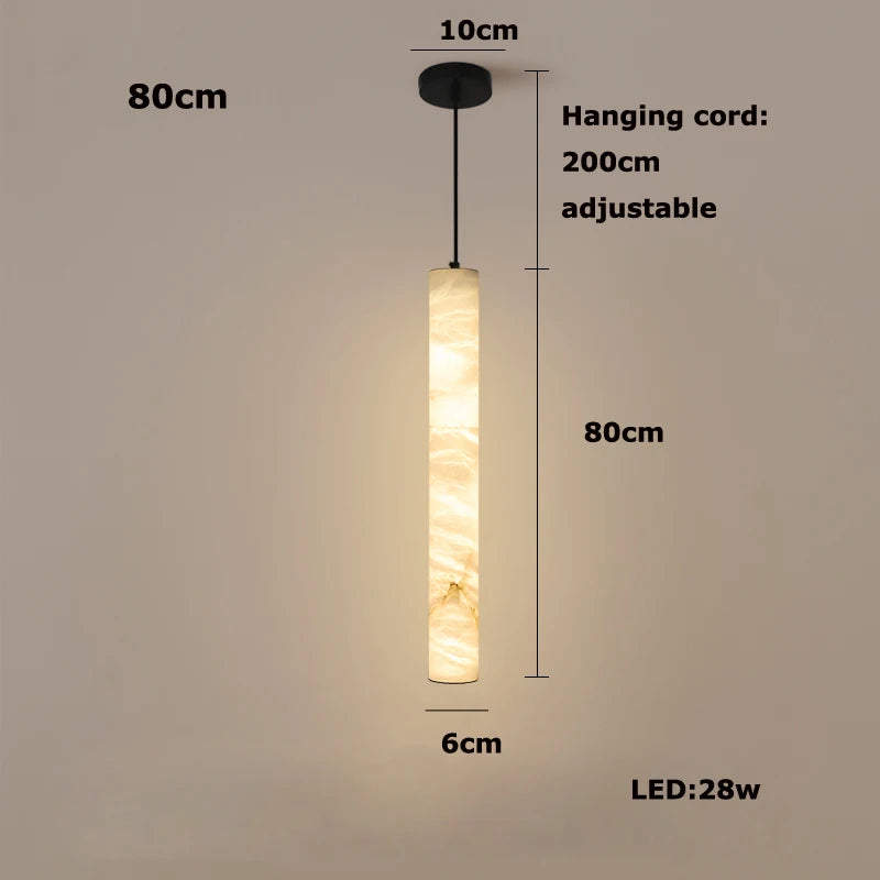 Elevate Your Dinning Room With Our Marble Cylinder Led Pendant Light Dimming Function White Linear Alabaster Gold Silver