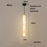 Elevate Your Dinning Room With Our Marble Cylinder Led Pendant Light Dimming Function White Linear Alabaster Gold Silver