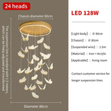 Gold LED Butterfly Lights Home Indoor Staircase Hanging Chandleiers Lamps Living Kitchen Island Bedroom Wall