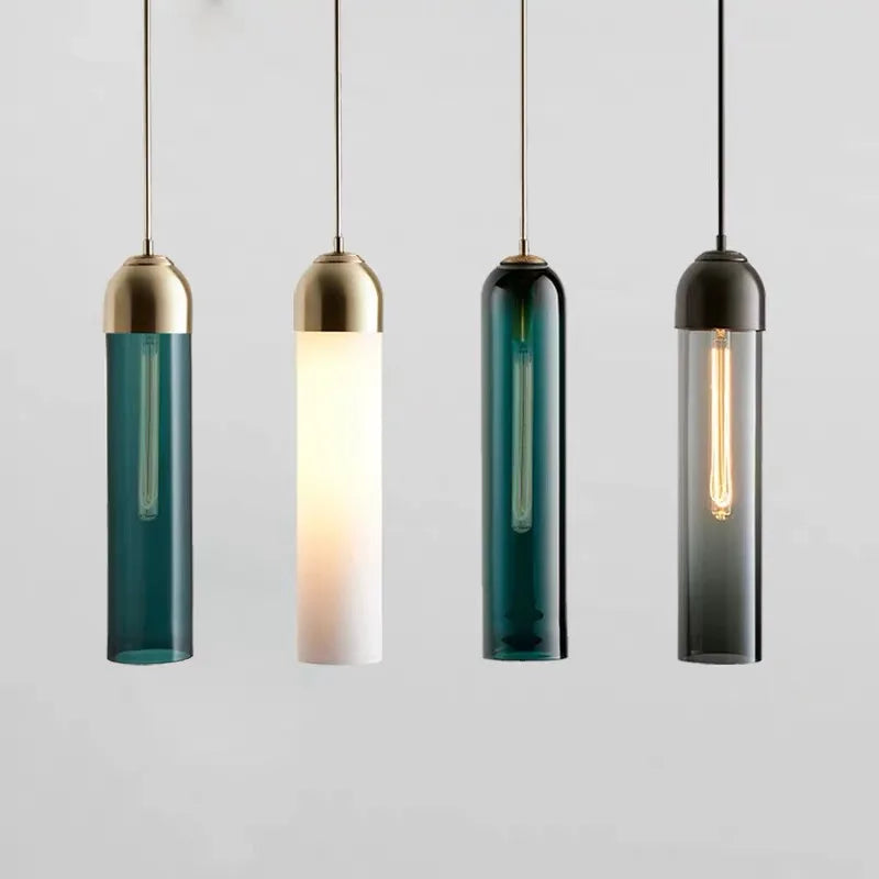 Modern LED Pendant Lamp Gray Glass Hanging Suspension Bedroom Kitchen Living Home Hall Indoor Decors Bar Nordic Lighting Lights