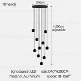 Orb Chandelier Interior Lighting Decorative Lamps Black Circular Penthouse Designer Living Room Pendant Stairwell Chandelier
