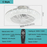 Morden LED Invisible Ceiling Fan Lamp With Remote Control Dining Room Bedroom Heating Fan Lamp Bluetooth music Light Lustre Deco