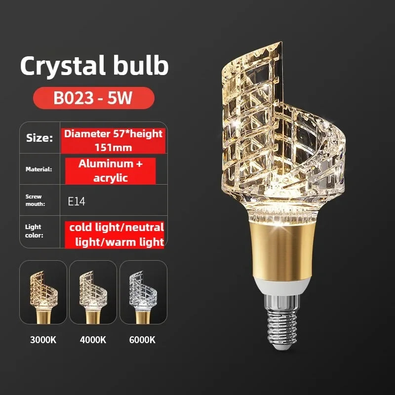Super Bright LED Crystal Bulb  E27/E14 European Home Light  Dining Room Chandelier warm white cold white 110v 220v 230v 240v