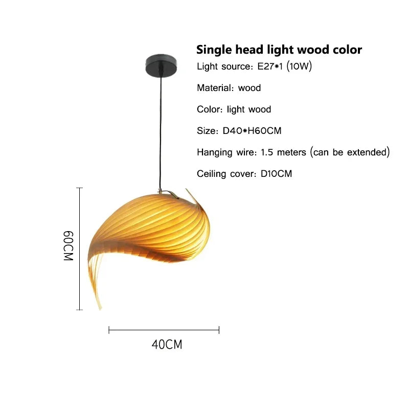 Wing maple pendant lamp handmade pleated finish wooden hanging light japanese style Chandelier dining bedroom staircase