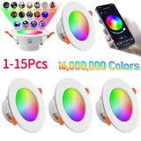 1-15Pcs LED Downlight WiFi 10W 85-265V Dimmable Spot Light Recessed Round Light Spot Bluetooth-Compatible Lamp Atmosphere