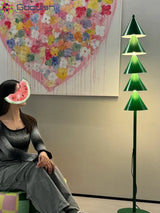Janpanese Wabi-sabi Retro Art Creative Plated Atmosphere Green Tree Light LED Floor Lamp for Bedroom Home Decoration Chandelier