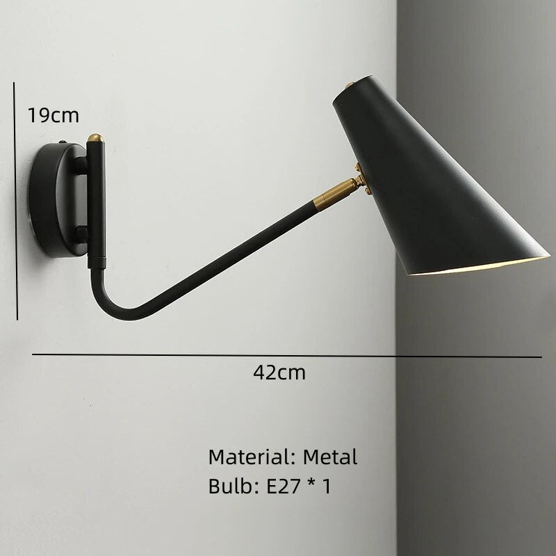 Modern Long Arm Wall Lights Gold Black White Metal Rotatable Foyer Bedside Reading Room Lamp E27 Bulb Drop shipping